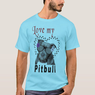 T-shirt Pitbull Portant des lunettes de soleil