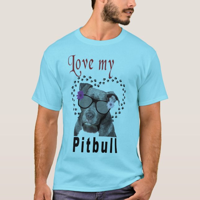 T-shirt Pitbull Portant des lunettes de soleil (Devant)