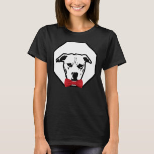 T-shirt Pitbull portant le rouge Bowtie belle race de chie