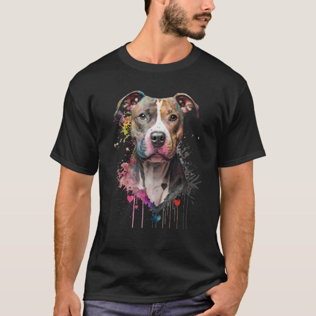 T-shirt Pitbull Portrait Cute Happy Dog Mom Mothers Day Th (Devant)