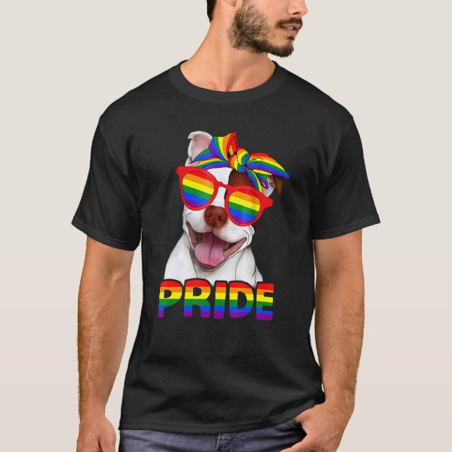 T-shirt Pitbull Pride Chien Maman Rainbow Lgbt Mois Gay pr (Devant)