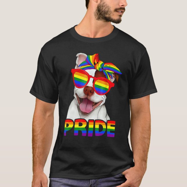 T-shirt Pitbull Pride Chien Maman Rainbow Lgbt Mois Gay pr (Devant)