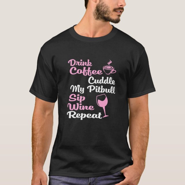 T-shirt Pitbull, propriétaire de chien de vin de café (Devant)