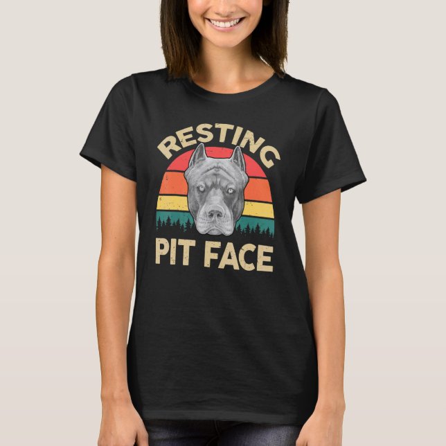 T-shirt Pitbull Repose Pit Face bleu Pitbull Papa Pittie (Devant)