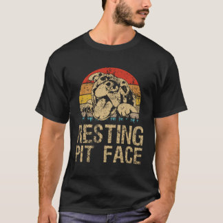 T-shirt Pitbull Repose Pit Face - Vintage Funny Pitbull L
