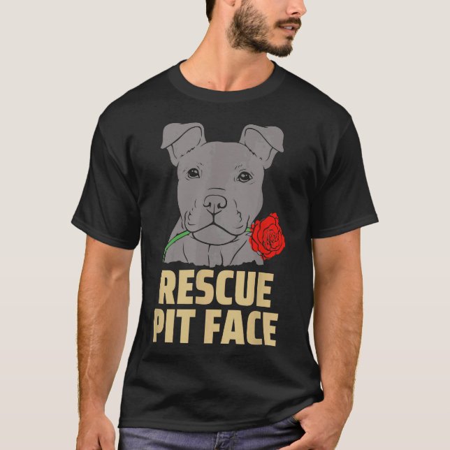 T-shirt Pitbull Secourir visage drôle mignon Pitbull amour (Devant)