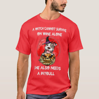 T-shirt Pitbull Sorcière Citrouille Halloween