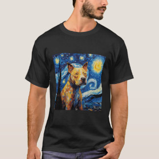 T-shirt Pitbull Starry Nuit pour Chien Maman Chien Papa