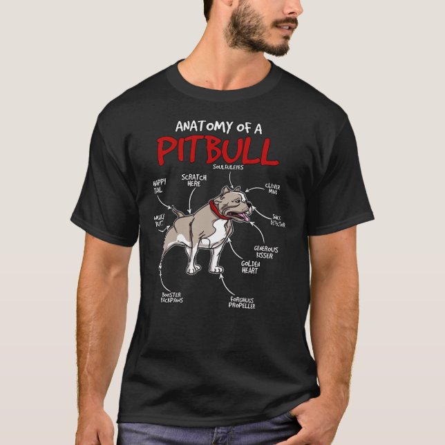 T-shirt Pitbull Stuff Chien Anatomie D'Un Pitbull (Devant)