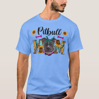T-shirt Pitbull Sunflower Maman, Pitbull Amoureux des chie