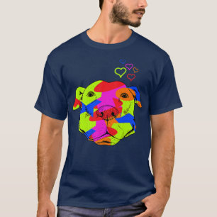 T-shirt PitBull Taureaux colorés Amoureux des chiens anima
