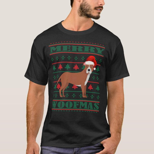 T-shirt Pitbull Ugly Christmas Sweater (Devant)