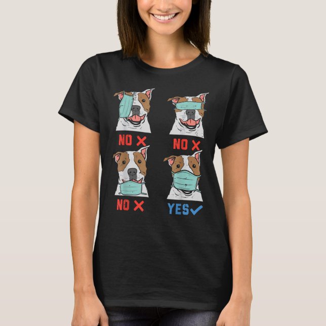 T-shirt Pitbulle dans le masque facial Distances sociales  (Devant)