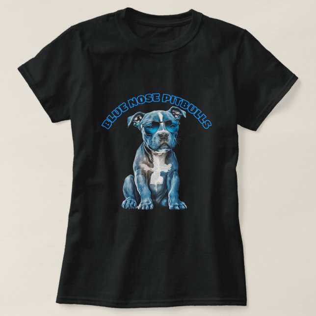T-shirt Pitbulle du noeud bleu (Design devant)