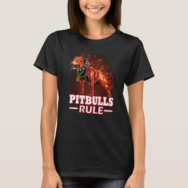 T-shirt Pitbulles règle Enfer feu Pitbull Chien (Devant)
