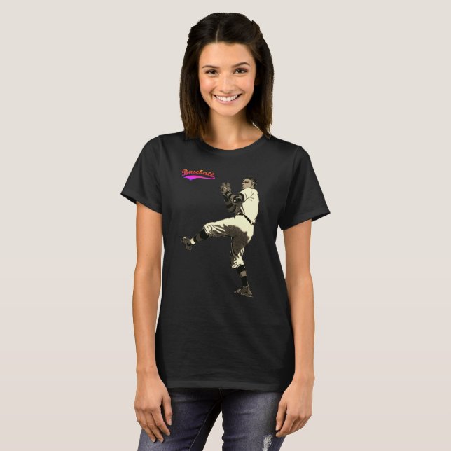 T-shirt Pitcher de baseball Vintage (Devant entier)