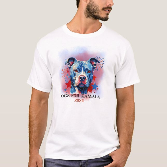 T-SHIRT PITT BULL CHIENS POUR KAMALA HARRIS WALZ 2024 (Devant)