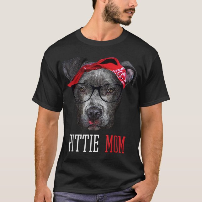 T-shirt Pittie Maman Pitbull Amoureux de les chiens Fête d (Devant)