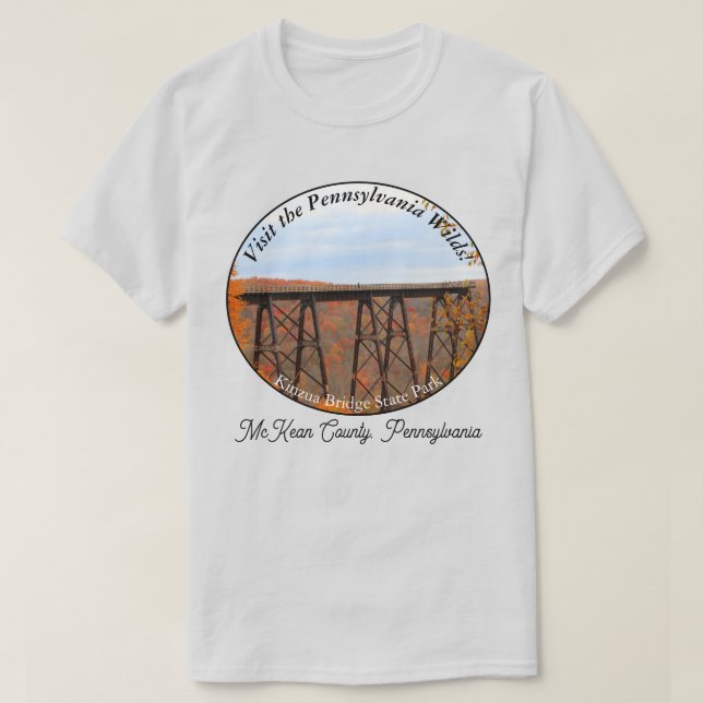 T-shirt Pittoresque PA Wilds Souvenir Kinzua Bridge LT (Design devant)