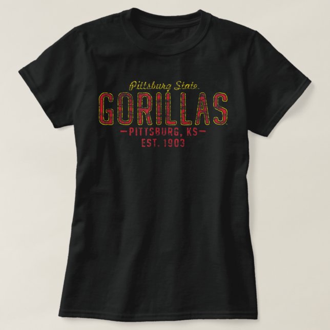 T-SHIRT PITTSBURG STATE UNIVERSITY DISTRESSESSEE PS-MERCH- (Design devant)