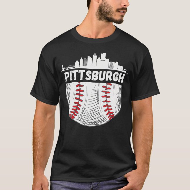 T-shirt Pittsburgh Baseball Skyline Pittsburgh (Devant)