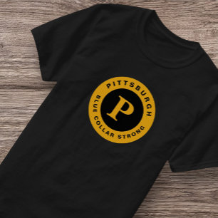 T-shirt Pittsburgh Blue Collar Black Gold Yinzer
