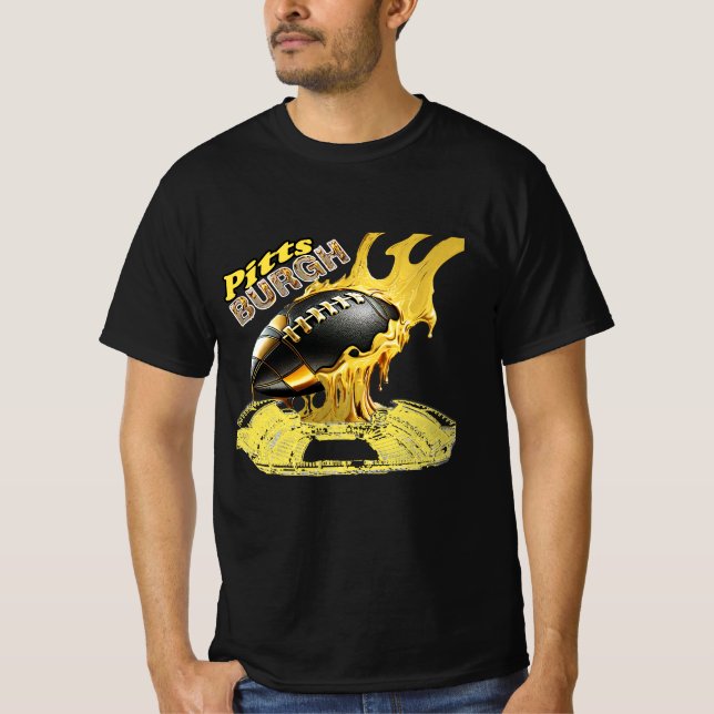 T-shirt Pittsburgh - Football en acier fondu (Devant)