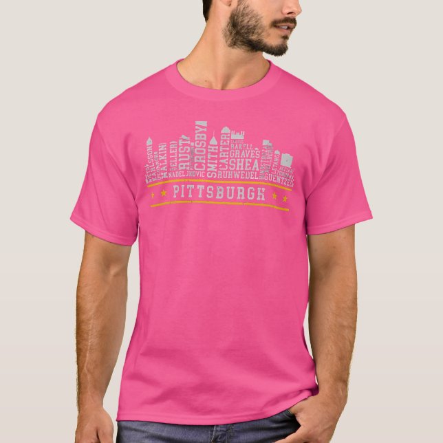 T-shirt Pittsburgh Hockey Roster Skyline 23 (Devant)