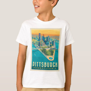 T-shirt Pittsburgh, PA Vue oeil d'oiseau