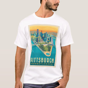 T-shirt Pittsburgh, PA   Vue oeil d'oiseau