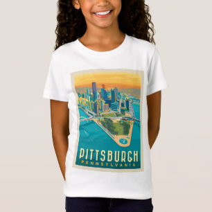T-Shirt Pittsburgh, PA   Vue oeil d'oiseau