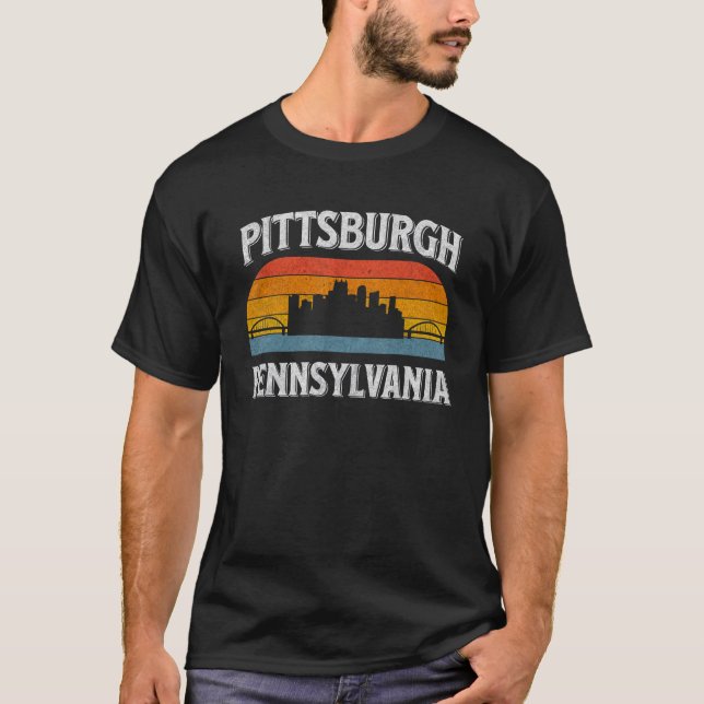 T-shirt Pittsburgh Pennsylvania Steel City Skyline 412 Hom (Devant)