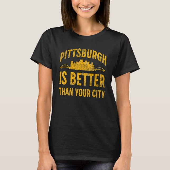 T-shirt Pittsburgh Pennsylvania Steel City Skyline 412 Hom (Devant)