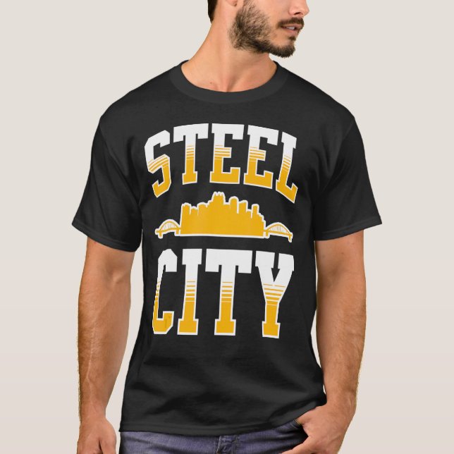 T-shirt Pittsburgh Pennsylvania Steel City Skyline 412 Hom (Devant)