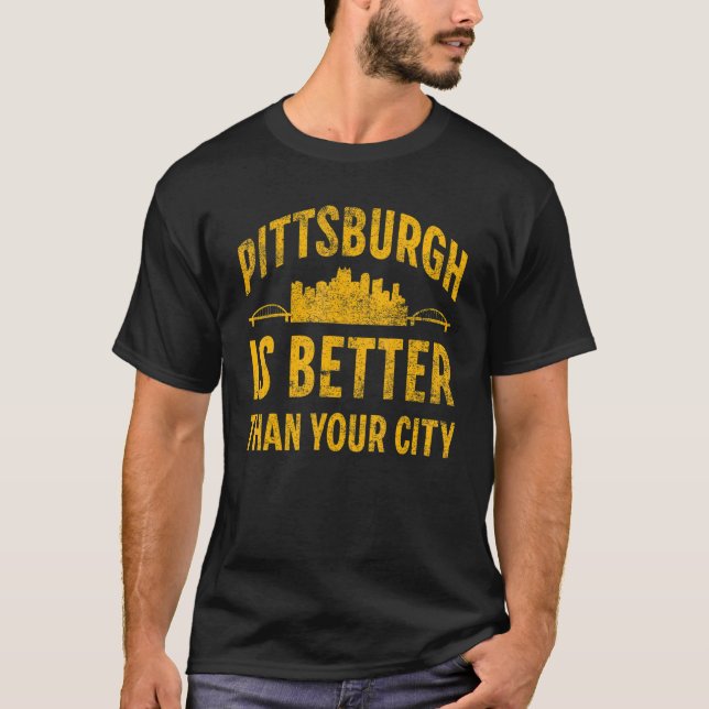 T-shirt Pittsburgh Pennsylvania Steel City Skyline 412 Hom (Devant)