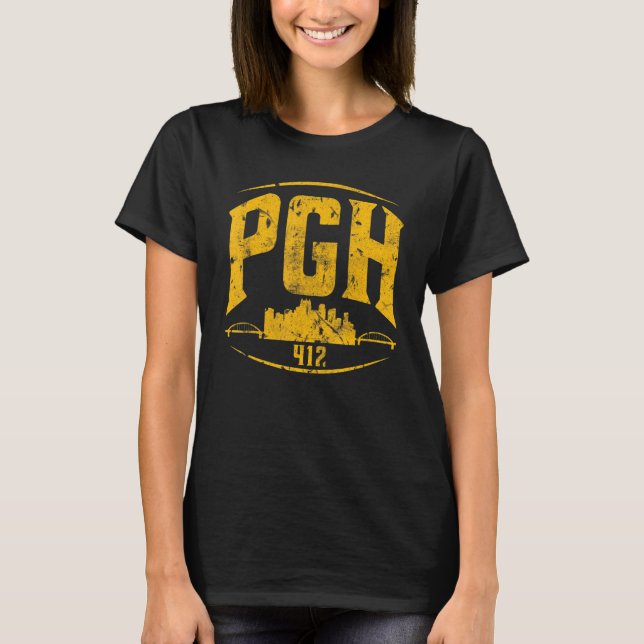 T-shirt Pittsburgh Pennsylvania Steel City Skyline Pgh 412 (Devant)