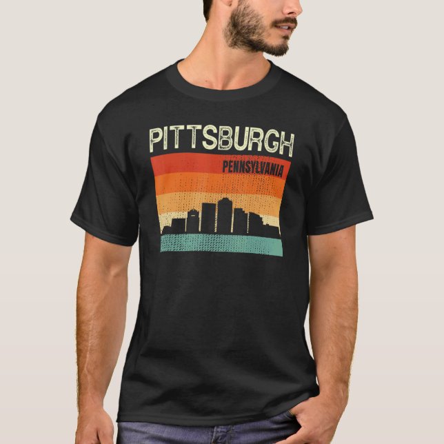 T-shirt Pittsburgh Pennsylvania Town Skyline (Devant)