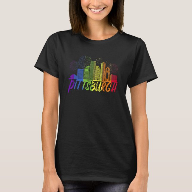 T-shirt Pittsburgh Pride Skyline  Défilé de la fierté de P (Devant)