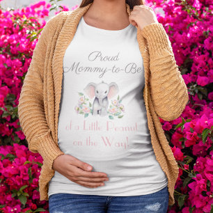 T-shirt Pivoines d'éléphant bébé, Maman future maman eucal