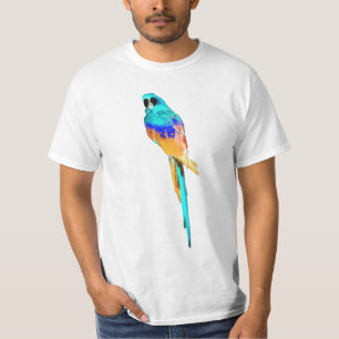 T-shirt PixDezines aquarelle macaw/bleu