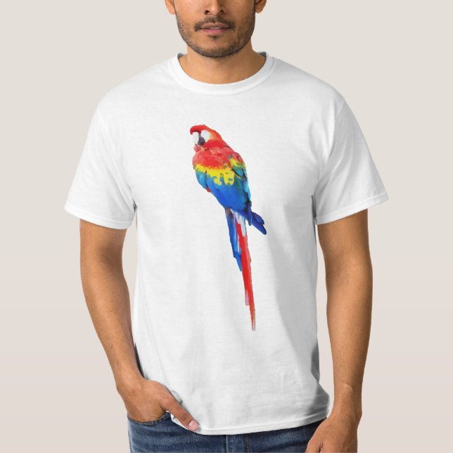 T-shirt PixDezines aquarelle macaw/rouge (Devant)