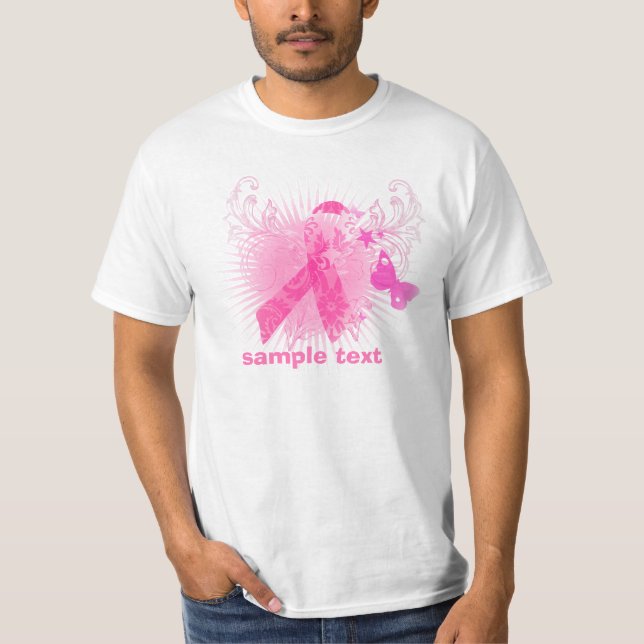 T-shirt PixDezines Cancer Awareness, Pink Ribbon (Devant)