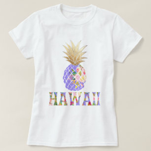 T-shirt PixDezines Hawaii, Aloha Pineapple/Faux Gold
