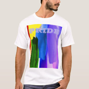 T-shirt PixDezines LGBT Brossé Aquarelle arc-en-ciel