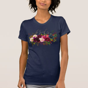 T-shirt PixDezines Mariée/Blush+Fleurs bordelaises