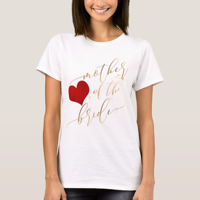 T-shirt PixDezines Mère de Mariée/Faux Gold Script (Devant)