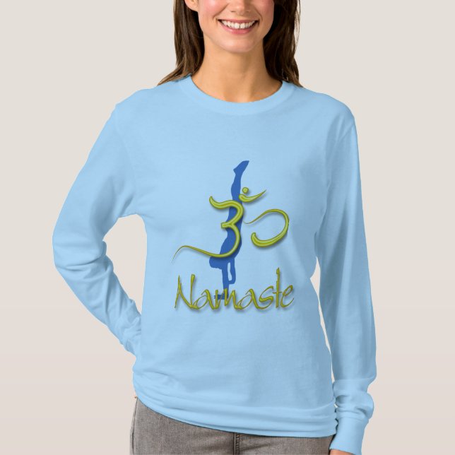 T-shirt PixDezines Pose de tête en bas/Namaste/Om (Devant)