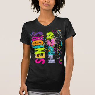 T-shirt PixDezines Seniors 2011+tourbillons arc-en-ciel