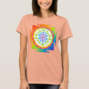 T-shirt PixDezines Sri Yantra/Arc-en-ciel