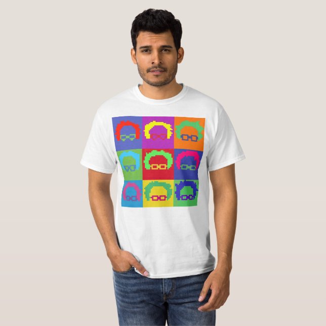T-shirt Pixel 8bit d'art de ponceuses de Bernie (Devant entier)